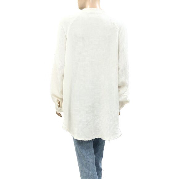 Free People We The Free Summer Daydream Buttondown Shirt Top Oversized XS 283005 - Picture 8 of 10